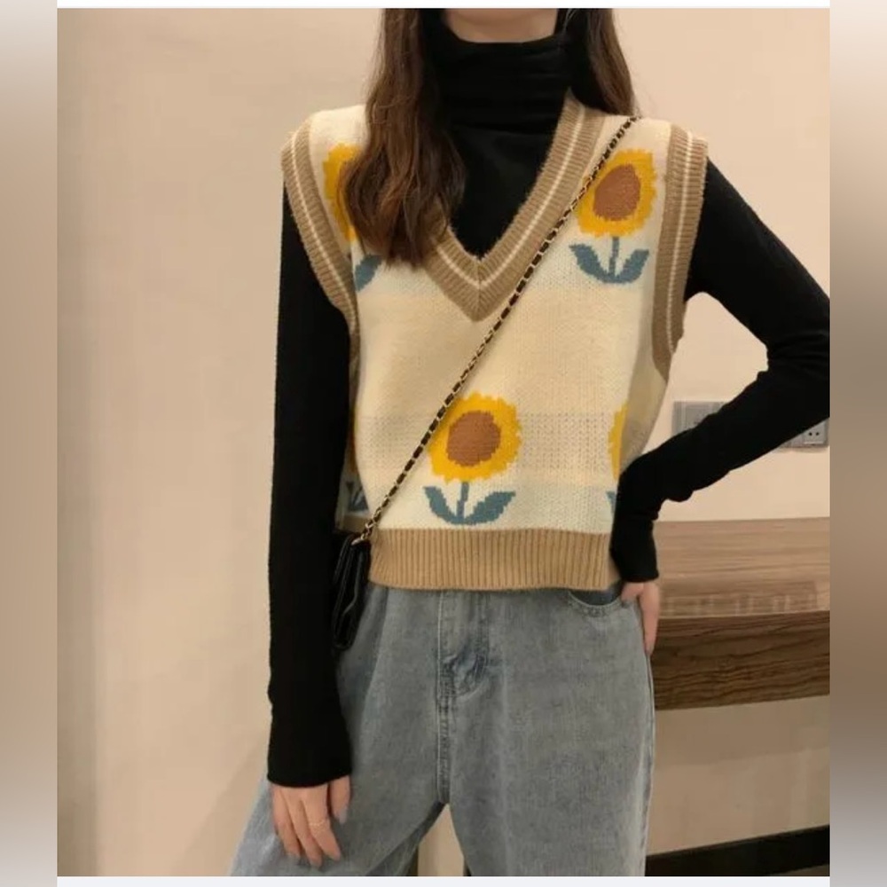 YesStyle Sunflower Knit Sweater Vest